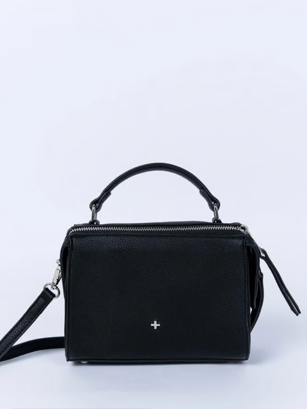 Peta + Jain Dylan Crossbody Satchel in Black with Silver Hardware